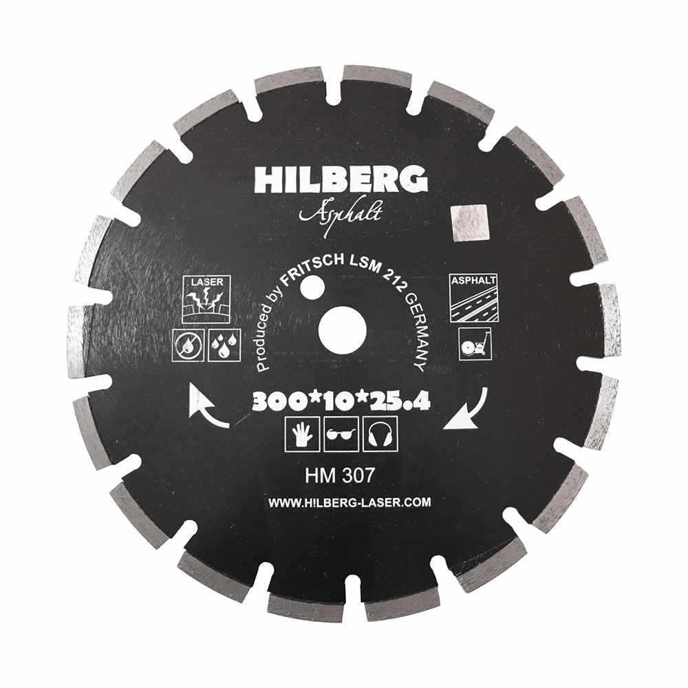 Диск алмазный отрезной 300×25,4×12 Hilberg Hard Materials Лазер асфальт HM307